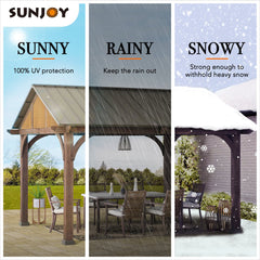 Sunjoy Wooden Gazebo Kits for Sale Pavilion for Outdoor Backyard Patio.