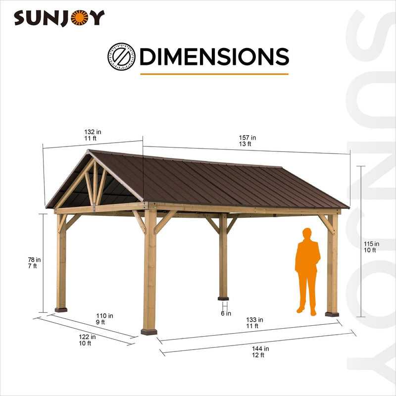 Sunjoy Wooden Hardtop 11x13 Gazebo for Sale Pavilion for Outdoor patio