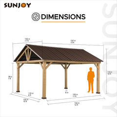 Sunjoy Wooden Hardtop 11x13 Gazebo for Sale Pavilion for Outdoor patio.