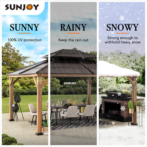 Sunjoy Wooden Hardtop Gazebo for Sale 13x15 for Outdoor Backyard Patio ...