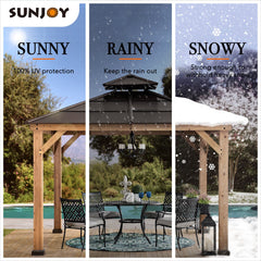 Sunjoy Wooden Hardtop 10x10 Gazebo for Sale for Outdoor Backyard Patio.