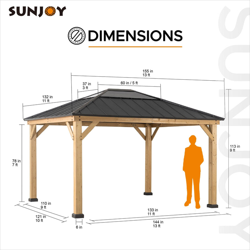 Sunjoy Wooden Hardtop Gazebo for Sale 11x13 for Outdoor Backyard Patio