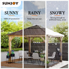 Sunjoy Wooden Hardtop Gazebo for Sale 10x10 for Outdoor Backyard Patio.