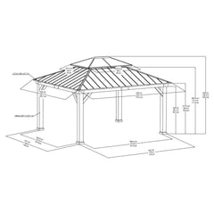 SUNJOY 12.9 ft. x 14.9 ft. Hardtop Gazebo with Steel Roof and Hook-Costco Only.