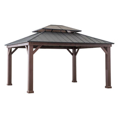 SUNJOY 12.9 ft. x 14.9 ft. Hardtop Gazebo with Steel Roof and Hook-Costco Only.