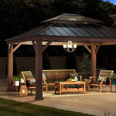 SUNJOY 12.9 ft. x 14.9 ft. Hardtop Gazebo with Steel Roof and Hook-Costco Only.