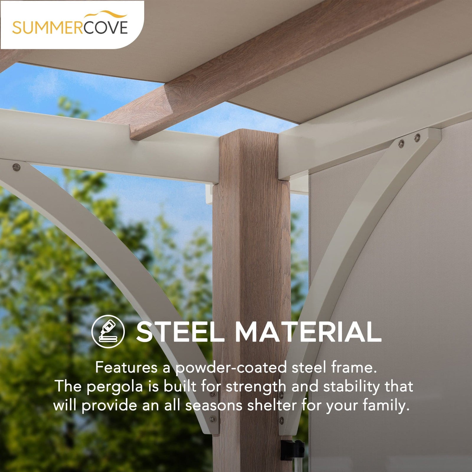 Sunjoy Outdoor Patio 12x14 Modern Metal Pergola Kit with Light Grey ...