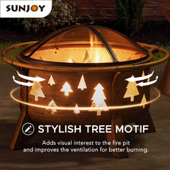 Sunjoy Outdoor Fire Pit Portable Backyard Fire Pit Large Round Fire Pit.