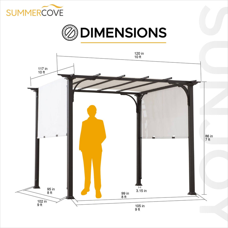 Sunjoy Outdoor Patio 10x10 Modern Pergola Kits with Retractable Canopy Roof