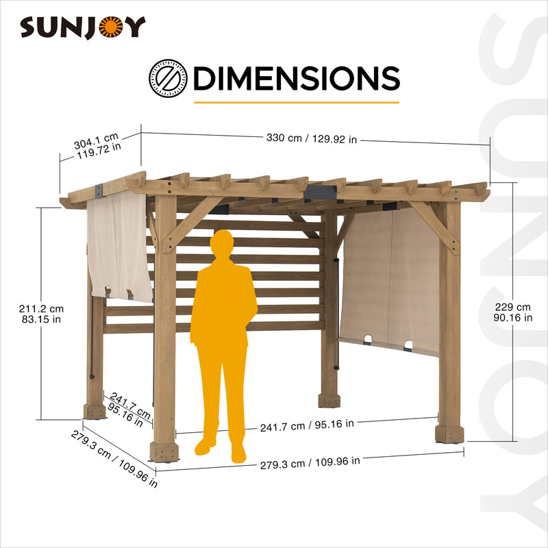 Sunjoy Outdoor Patio Wooden Pergola Kits with Adjustable Canopy Roof