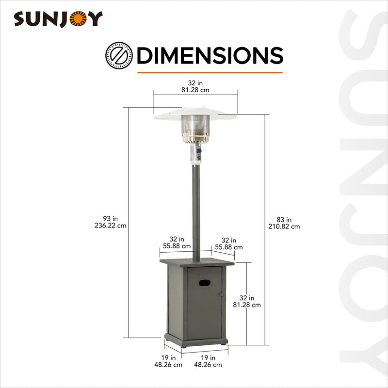 Sunjoy 40,000 BTU Gray Steel Frame Outdoor Patio Propane Heater with T