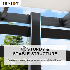 Sunjoy Outdoor Patio 10x12 Modern Metal Pergola Kits with Canopy Roof Shade.