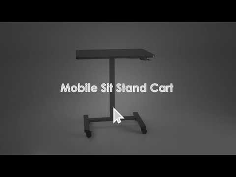 SUNJOY 27" Black Adjustable Office Mobile Desk Cart with Locking Casters.