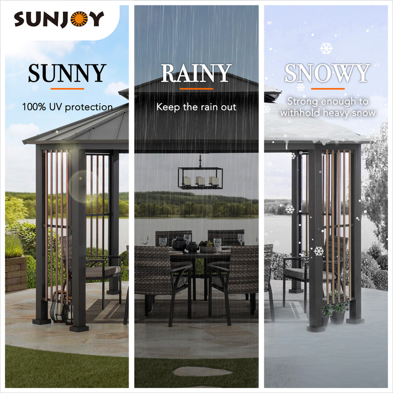 Sunjoy Hardtop Gazebo Kits for Sale 11x13 for Outdoor Backyard Patio