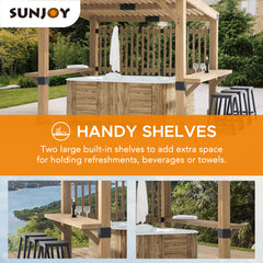 Sunjoy Wooden Pergola Kit for Sale 10x11 Outdoor Backyard Grill Gazebo