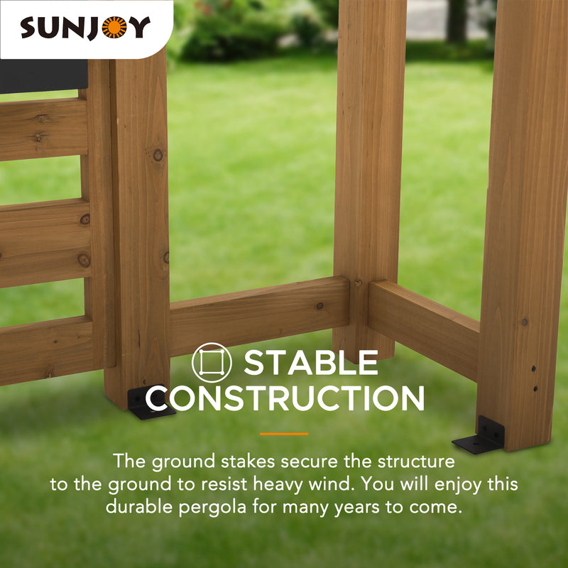 Sunjoy Outdoor Patio Wood Pergola Kit with Canopy Roof for Deck DIY