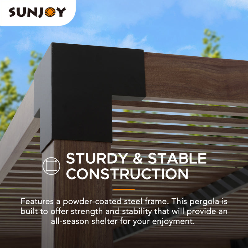 Sunjoy Modern Patio 10x12 Metal Pergola Kits for Outdoor Backyard Deck